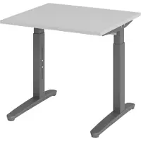 Bümö Schreibtisch Serie-XB - Größe: 80 x 80 cm, Gestell: Graphit, Nachbildung: Grau