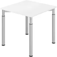 Bümö Schreibtisch Serie-Y - Nachbildung: Weiß, Gestell: Silber, Größe: 80 x 80 cm