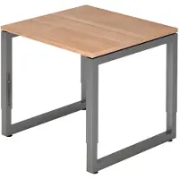 Bümö Schreibtisch Serie-R - Größe: 80 x 80 cm, Gestell: Graphit, Nachbildung: Nussbaum