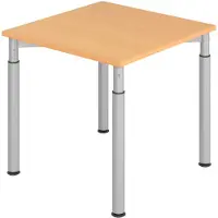 Bümö Schreibtisch Serie-Y - Gestell: Silber, Nachbildung: Buche, Größe: 80 x 80 cm