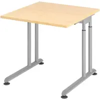 Bümö Schreibtisch Serie-Z - Nachbildung Ahorn, Gestell: Silber, Größe: 80 x 80 cm