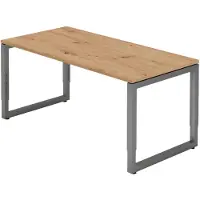 Bümö Schreibtisch Serie-R - Größe: 160 x 80 cm, Nachbildung: Asteiche, Gestell: Graphit