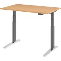 Bümö Schreibtisch elektrisch XBHM - Nachbildung: Buche, Größe: 120 x 80 cm, Gestell: Graphit/Alu poliert