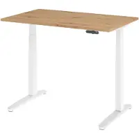 Bümö Schreibtisch elektrisch XBHM - Nachbildung: Asteiche, Größe: 120 x 80 cm, Gestell: Weiß/Alu poliert