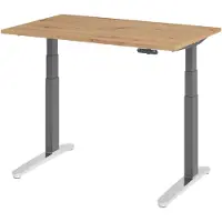 Bümö Schreibtisch elektrisch XBHM - Nachbildung: Asteiche, Größe: 120 x 80 cm, Gestell: Graphit/Alu poliert