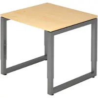 Bümö Schreibtisch Serie-R - Nachbildung Ahorn, Größe: 80 x 80 cm, Gestell: Graphit
