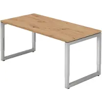 Bümö Schreibtisch Serie-R - Gestell: Silber, Größe: 160 x 80 cm, Nachbildung: Asteiche