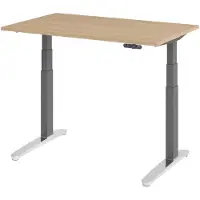 Bümö Schreibtisch elektrisch XBHM - Größe: 120 x 80 cm, Nachbildung: Eiche, Gestell: Graphit/Alu poliert