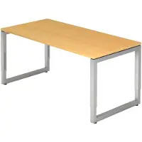 Bümö Schreibtisch Serie-R - Gestell: Silber, Nachbildung: Buche, Größe: 160 x 80 cm