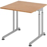 Bümö Schreibtisch Serie-Z - Gestell: Silber, Größe: 80 x 80 cm, Nachbildung: Nussbaum