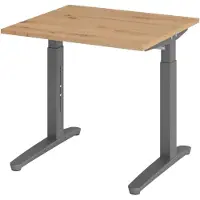 Bümö Schreibtisch Serie-XB - Nachbildung: Asteiche, Größe: 80 x 80 cm, Gestell: Graphit