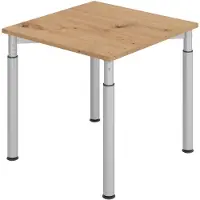Bümö Schreibtisch Serie-Y - Gestell: Silber, Nachbildung: Asteiche, Größe: 80 x 80 cm