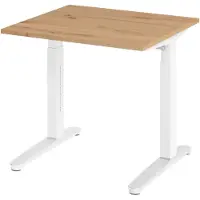 Bümö Schreibtisch Serie-XB - Nachbildung: Asteiche, Größe: 80 x 80 cm, Gestell: Weiß/Alu poliert