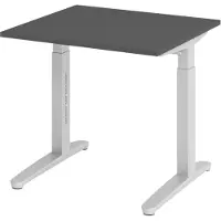 Bümö Schreibtisch Serie-XB - Gestell: Silber, Größe: 80 x 80 cm, Nachbildung: Graphit