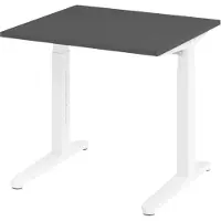 Bümö Schreibtisch Serie-XB - Größe: 80 x 80 cm, Nachbildung: Graphit, Gestell: Weiß