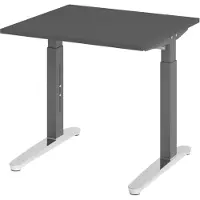 Bümö Schreibtisch Serie-XB - Größe: 80 x 80 cm, Nachbildung: Graphit, Gestell: Graphit/Alu poliert