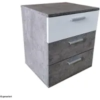 HTI Nachtkommode 3 Schubladen Nina Beton Weiß