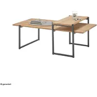HTI Moderner Couchtisch Elliot aus Eiche und Metall mit 2 Ablageflächen, 110x60x40 cm