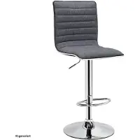 HTI Jax Barhocker, höhenverstellbar, mit Rückenlehne und Fußstütze, Grau, 40x96-117x49 cm