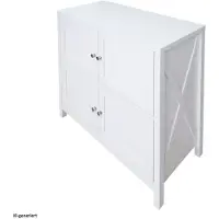 HTI Hayet Kommode Landhausstil Weiß 80x80x35 cm mit 4 Türen und dekorativem Kreuz