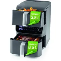 DS Produkte GOURMETmaxx FryUp Doppelkammer Heißluftfritteuse | MultiSize - 10 L | Vertikaler Airfryer mit 2 Kammergrößen | 10 Programme & LED-Touchdisplay