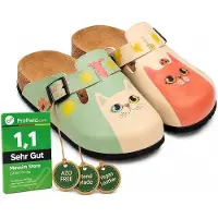 Goby Clogs Schuhe für Damen – Handgefertigte - Mädchen- und Damenschuhe für den Alltag - Farbiger Druck - Bequem & Langlebig - EVA-Sohle – Gelb und Hund