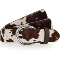 Tamaris Ledergürtel "Elsa Silver" mit Fell-Optik, aus Rindsleder, kürzbar, 3 cm breit