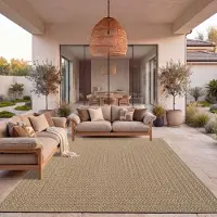 TT Home Outdoor Teppich Wetterfest Garten Schlafzimmer Flur Natürlicher Sisal Look Geometrisches Boho Design Modern Unifarben Größe 240x340 cm