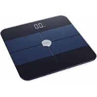Heinner Smarte Personenwaage bis 180 kg, Bluetooth, ITO-Glas, LED, Schwarz