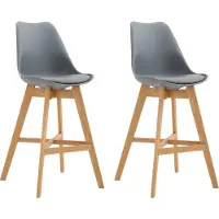 DELUKE 2er Set Barhocker DUMIR - Kunststoff Grau 48x56x112 cm | Barstuhl Mit Lehne Tresenhocker Tresenstuhl Kneipenhocker Kneipenstuhl