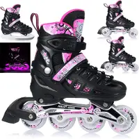 NILS Inliner Verstellbar 4in1 Rollschuhe Schlittschuhe Mädchen Damen Kinder Blades Quad Skates Kinder Inlineskates LED 39-42