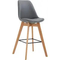 DELUKE Barhocker GIKAR - Kunstleder Grau 48x56x112 cm | Barstuhl Mit Lehne Tresenhocker Tresenstuhl Kneipenhocker Kneipenstuhl