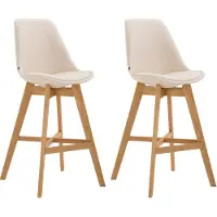 DELUKE 2er Set Barhocker DUMIR - Kunstleder Creme 48x56x112 cm | Barstuhl Mit Lehne Tresenhocker Tresenstuhl Kneipenhocker Kneipenstuhl