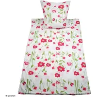 HTI Bettwäsche 2-teiliges Set 135 x 200 Rote Wiesenblumen
