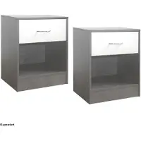 HTI Nachtschrank 2er Set Thekla Beton/Weiss