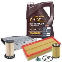 BESTPRICE Inspektionspaket Set B + 5l 5W-30 Motoröl [Hersteller-Nr. 40639034] für VW, Seat, Audi