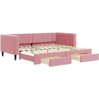 vidaXL Tagesbett Ausziehbar mit Schubladen Rosa 100x200 cm Samt