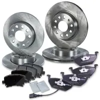 BESTPRICE Bremsscheiben + Bremsbeläge Vorne + Hinten [Hersteller-Nr. 10603438] für Audi, VW, Skoda