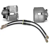 BESTPRICE 2x Bremssattel + Bremsschläuche Vorne [Hersteller-Nr. 40594234] für VW, Seat, Audi, Skoda