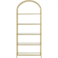 Vasagle Regal 5 Ebenen, Bücherregal Hartglas, bogenförmiges Aufbewahrungsregal LGTB35050A01
