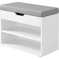 Vasagle Schuhbank mit 3 Ebenen, Sitzbank, Schuhregal mit Kissen LHSB35020W01
