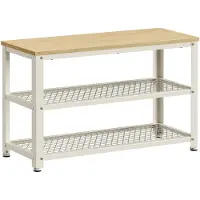 Vasagle Schuhbank mit 2 Gitterablagen, Schuhregal, 30 x 73 x 45 cm LBSB35073W09