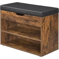 Songmics Sitzbank mit Schuhregal, gepolstertes Kissen, 3 Ebenen LHSB35020K03