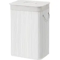Hobby Hall Wäschekorb mit Deckel, 72 L, Wäschesammler aus Bambus LCBB35010W01