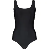 LASCANA Badeanzug , Damen, Gr. 48, Cup B, schwarz, Polyamid, unifarben, Badeanzüge Badeanzug, mit gekreuzten Bändern im Rücken und Shaping-Effekt