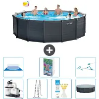 Intex Graphite Panel Pool Rund - 478x124 cm - 6-teilig S573