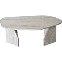 CALICOSY - Couchtisch mit organisch geformter Tischplatte und breiten Beinen L100 cm - ROCK