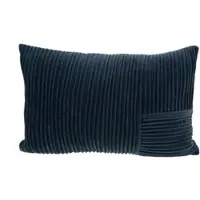 Amadeus Kissen mit Falten aus blauem Samt - Rechteck Stoff 40x8 cm