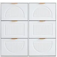 STILVORA Schuhschrank MDF/Spanplatte Weiß 118x25x115 cm, 6 Klappen, Kippsicherung