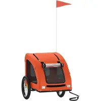 vidaXL Fahrradanhänger für Hunde Orange Oxford-Gewebe und Eisen